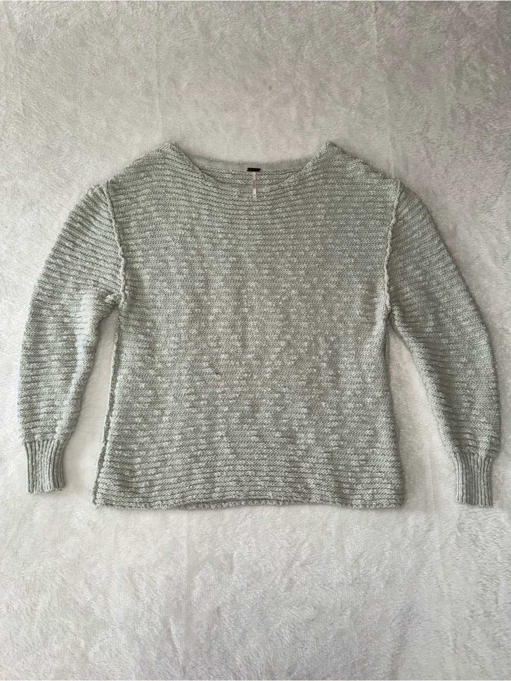 Free People Light Mint Textured Crewneck Sweater